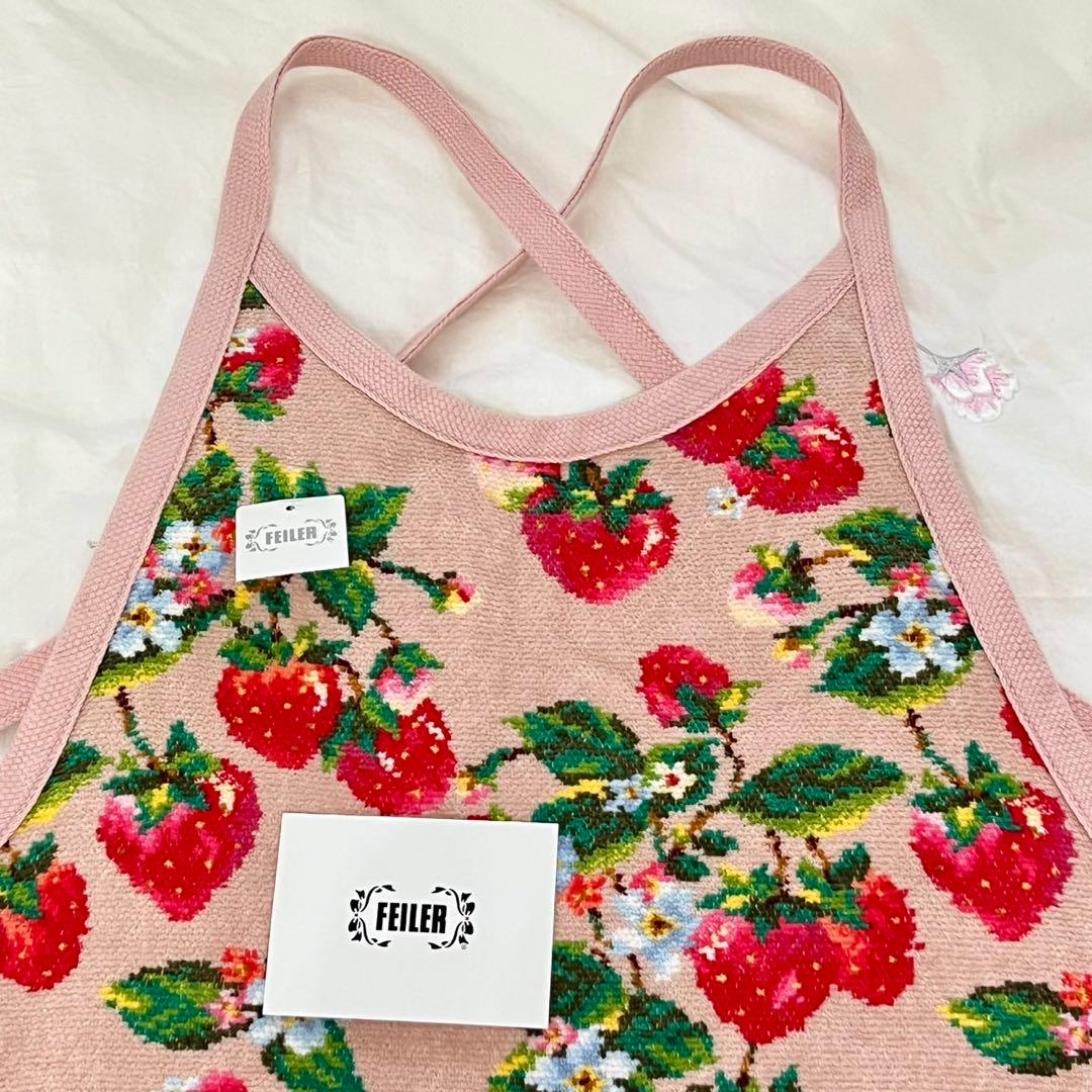 新品　FEILER フェイラー　ストロベリーフィールド　エプロン　いちご　ピンク