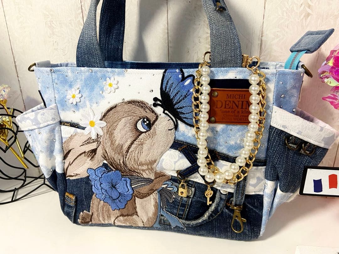 デニムリメイクバックS ストーンデニム×うさぎ