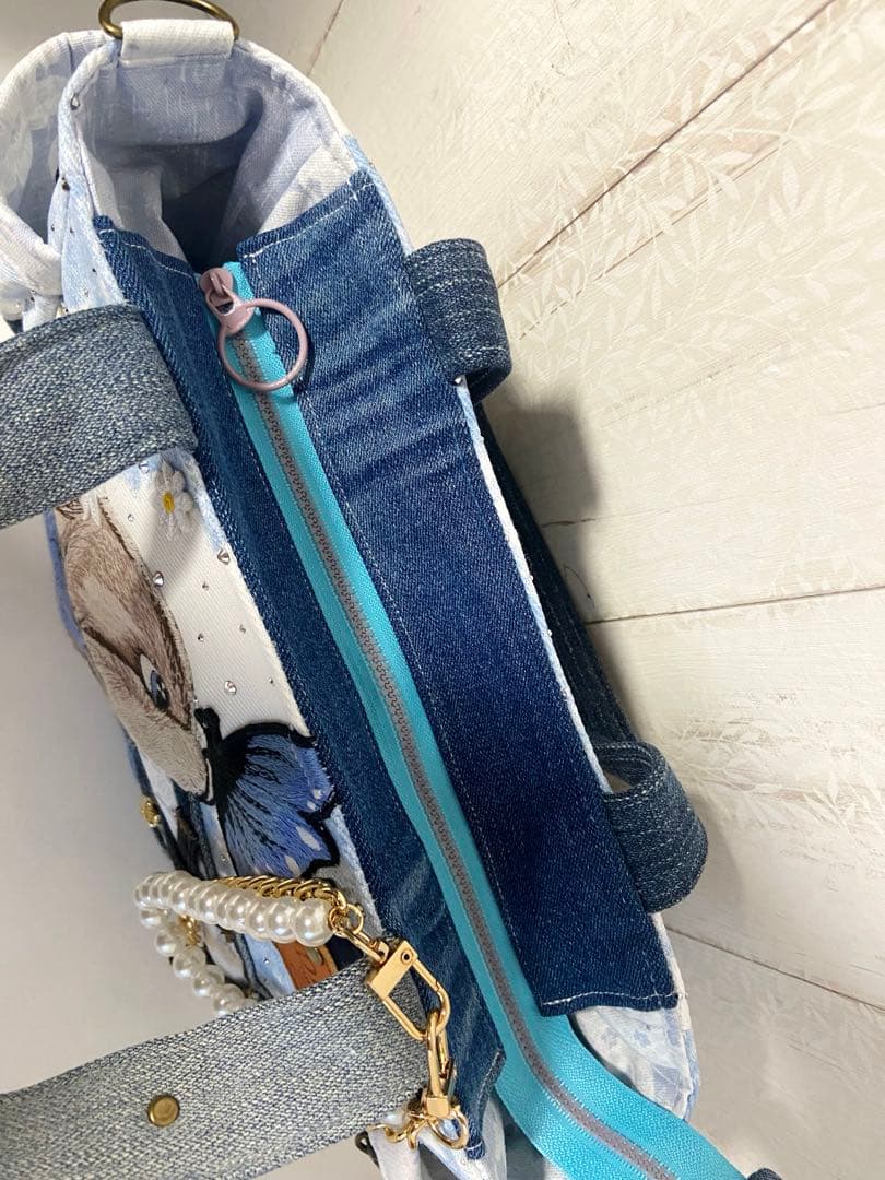 デニムリメイクバックS ストーンデニム×うさぎ