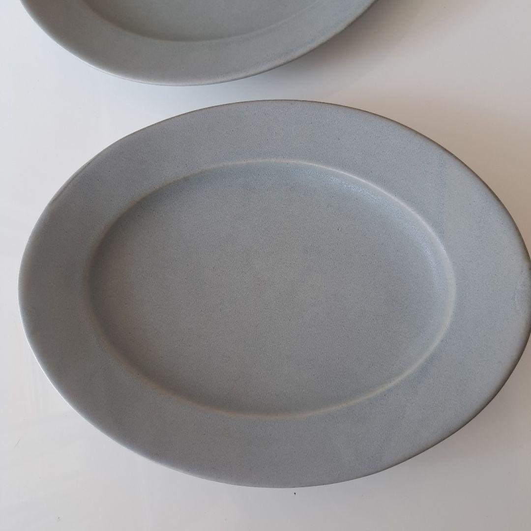 オパール皿　あわびウエア グレー楕円形プレート2枚セット