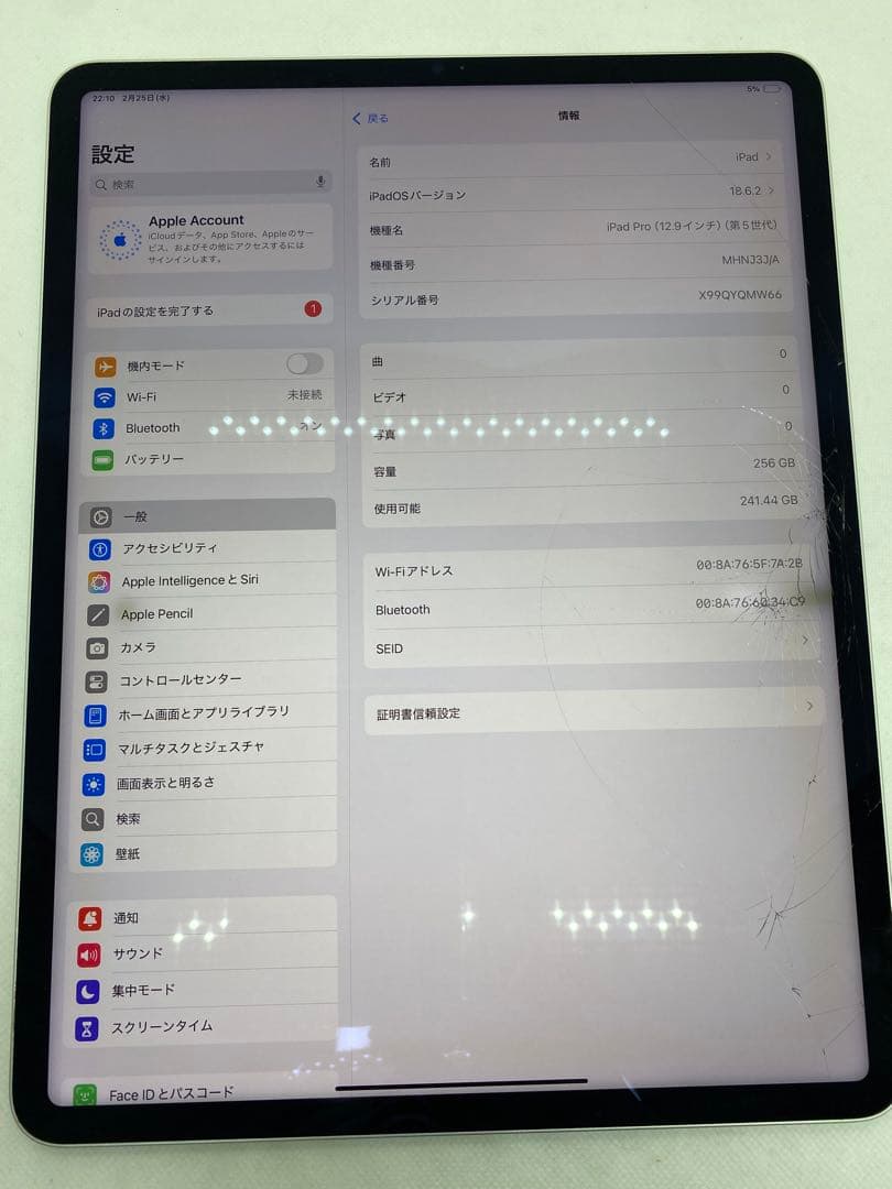 iPad Pro （12.9インチ）（第5世代）256GB QMW66