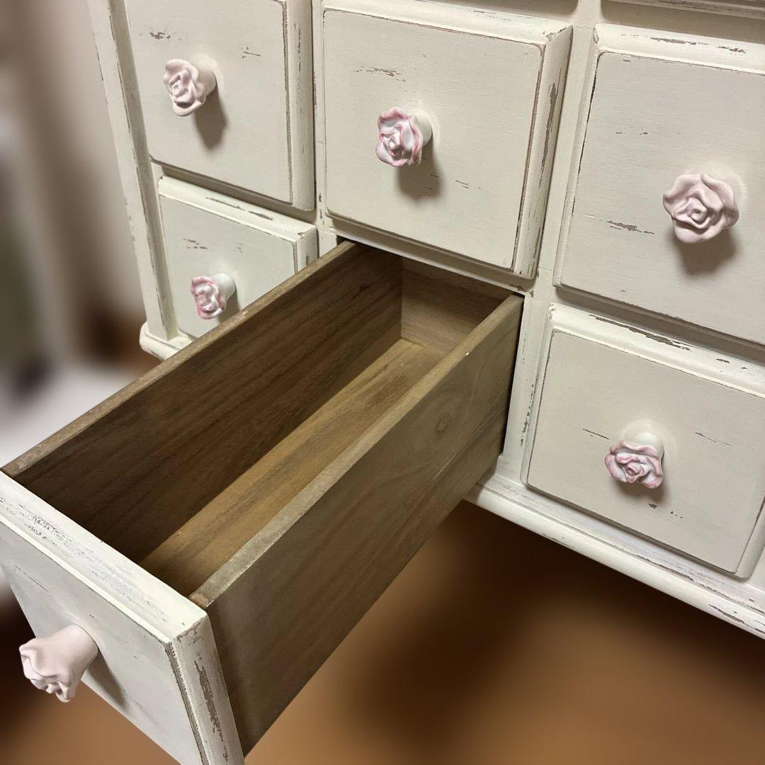 フレンチシャビー アンティーク仕様 15個の引き出し　チェスト