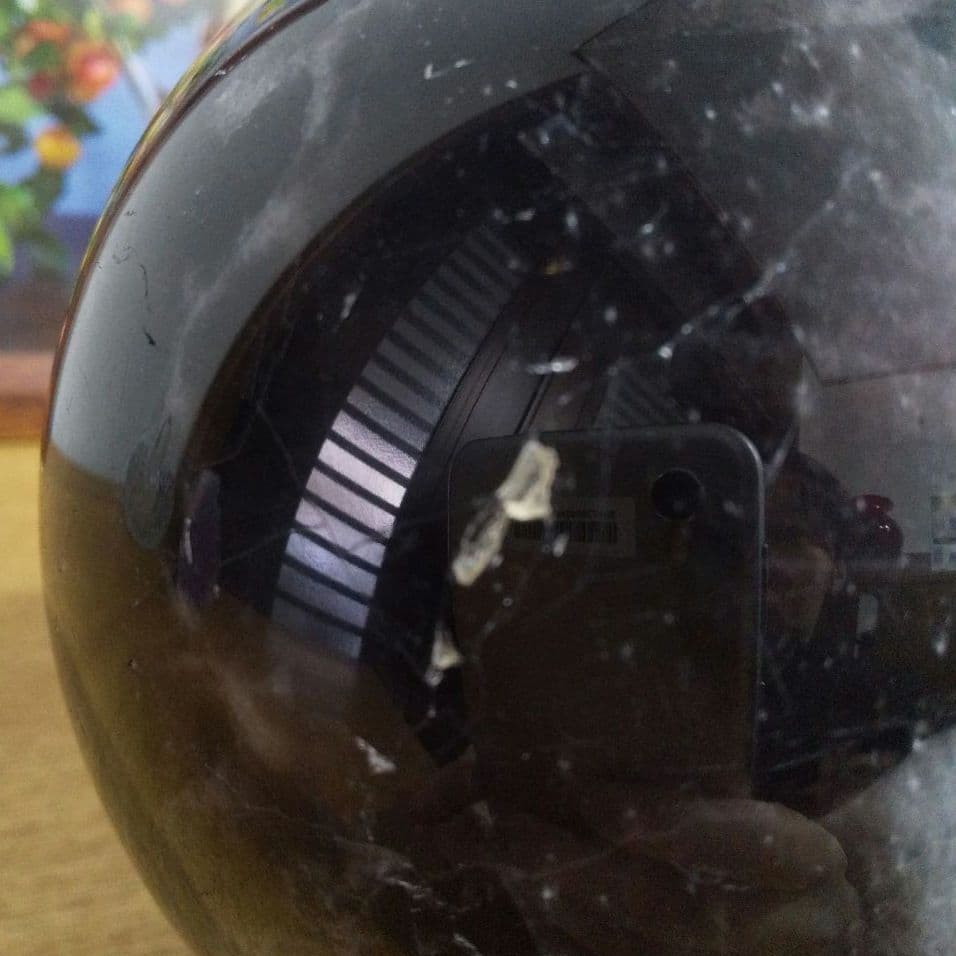 特大130mm モリオン 黒水晶 丸玉 約2.9kg 大玉 台座付き