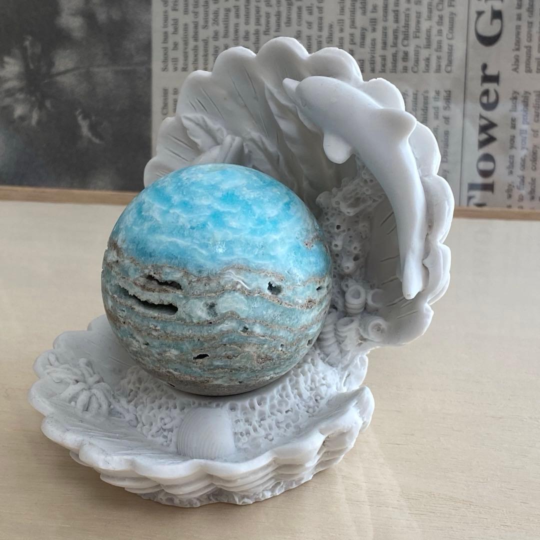 NA春セール ヘミモルファイト 天然石 スフィア イルカ台座 セット