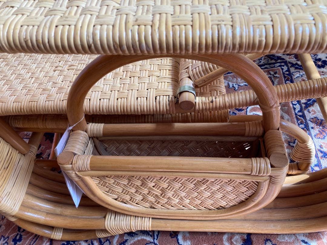 ［美品］藤製　リクライニングチェア　インドネシア製　折りたたみ可能