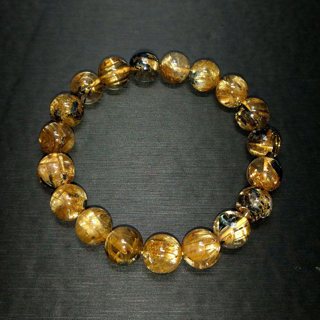 【極上,希少】太陽放射タイチンルチルクォーツ　金運　仕事運　勝負運　ブレスレット