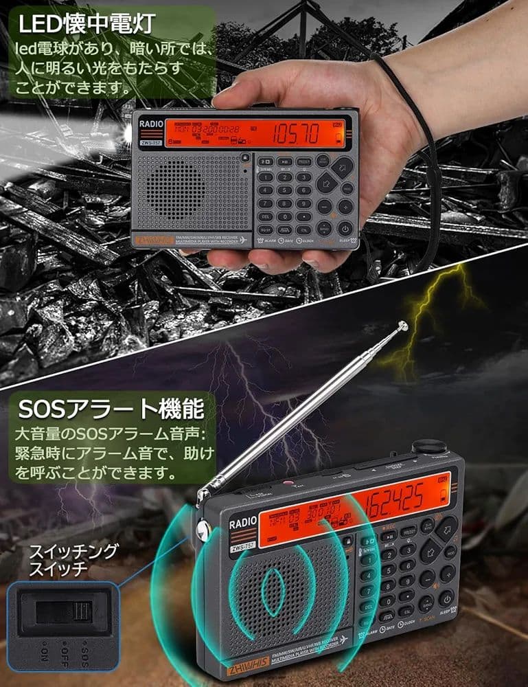 ZHIWHIS　高性能マルチバンドラジオ エアバンド受信機　ZWS-757