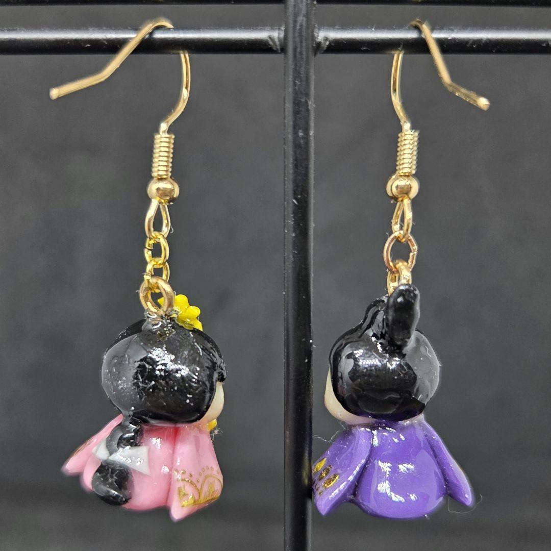 お雛様ピアス（紫×ピンク）