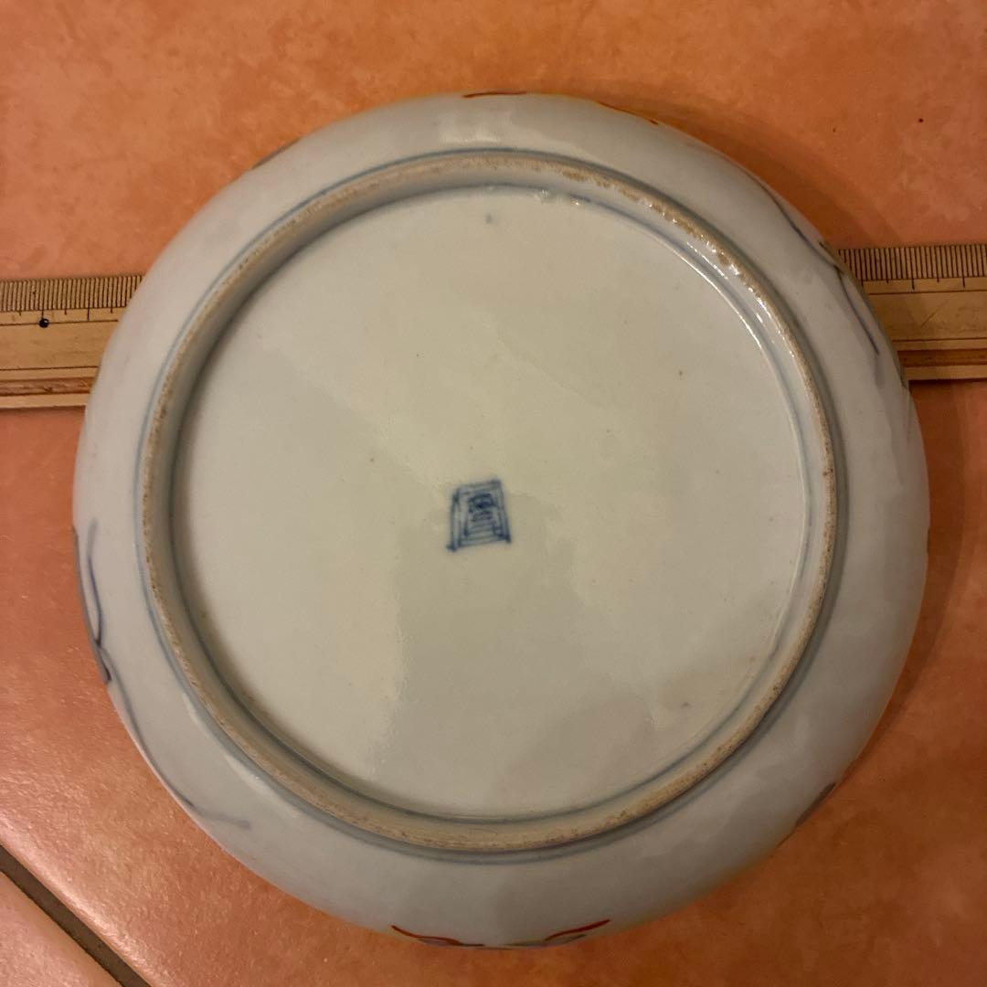 【美品】 古伊万里 中皿 10客 金蘭手 見込桃 角冨印 時代物 アンティーク