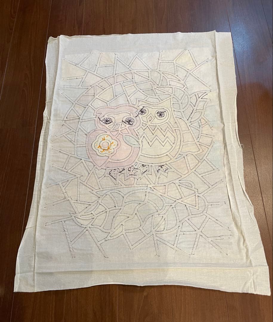 （722)ステンドグラスキルト タペストリー 製作途中