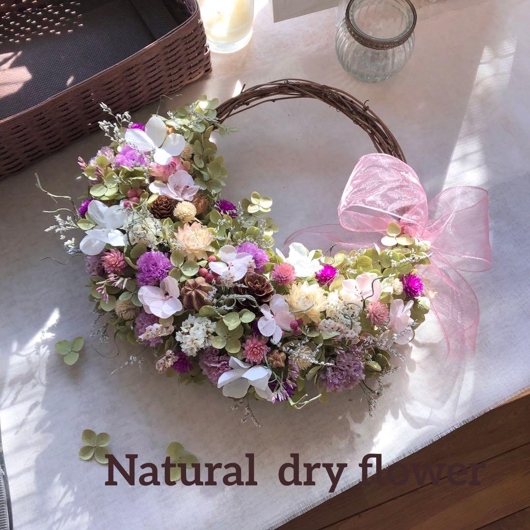 ＊Natural＊ピンクの小花のリース＊ドライフラワーリース