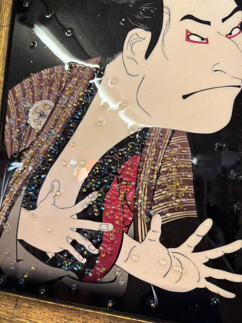水晶絵　浮世絵　東洲斎写楽　三代目大谷鬼次　奴江戸兵衛　アートパネル　絵画　壁掛