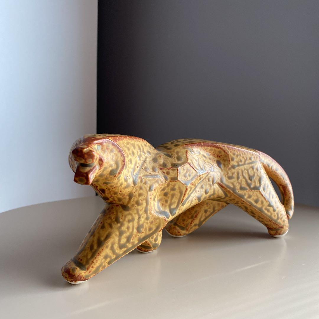 オブジェ 置物 陶器 トラ ヒョウ 動物 ビンテージ レトロ アンティーク 昭和