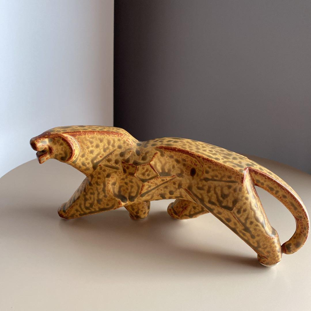 オブジェ 置物 陶器 トラ ヒョウ 動物 ビンテージ レトロ アンティーク 昭和