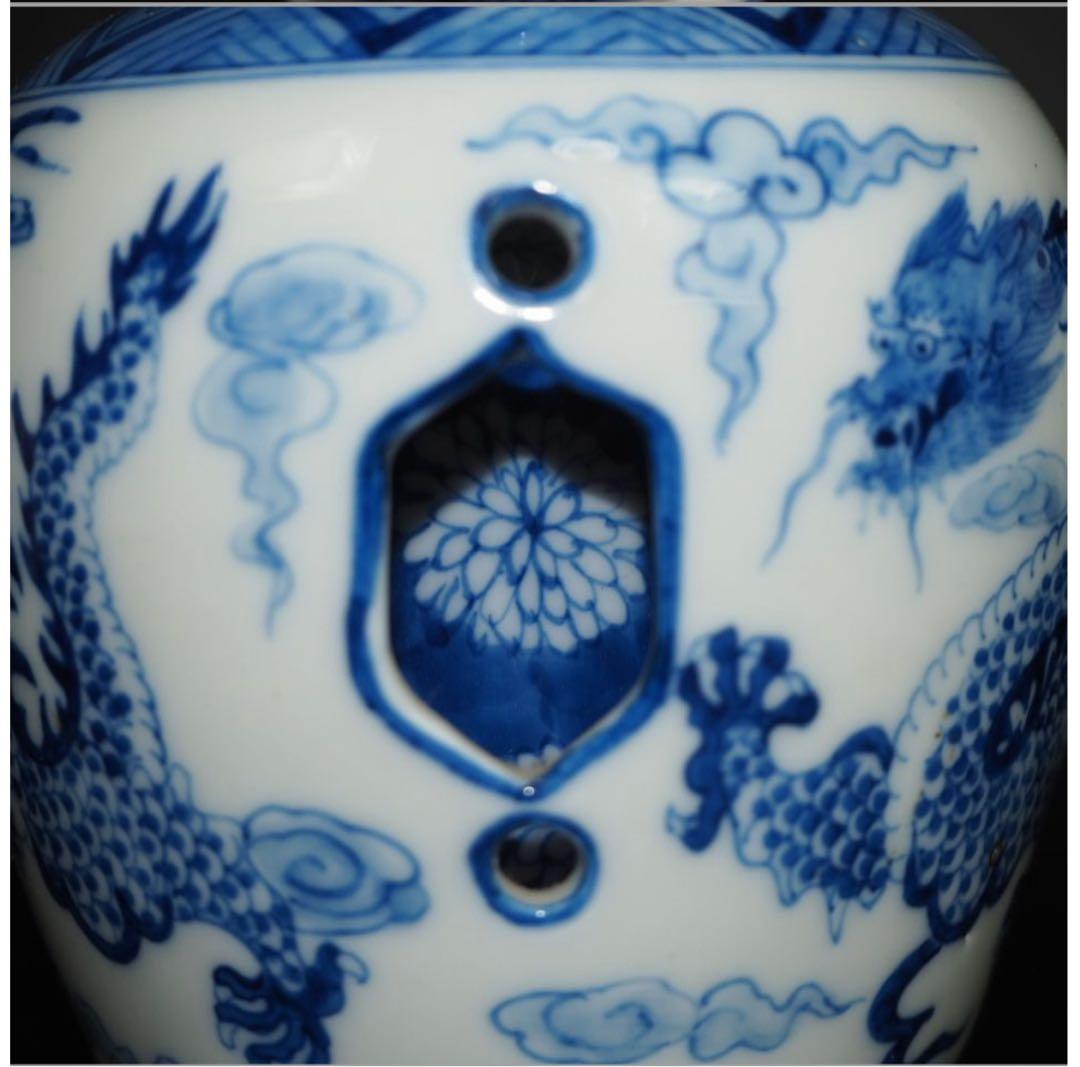 送料無料　『大清雍正年製』款　龍文転心瓶　倣清雍正