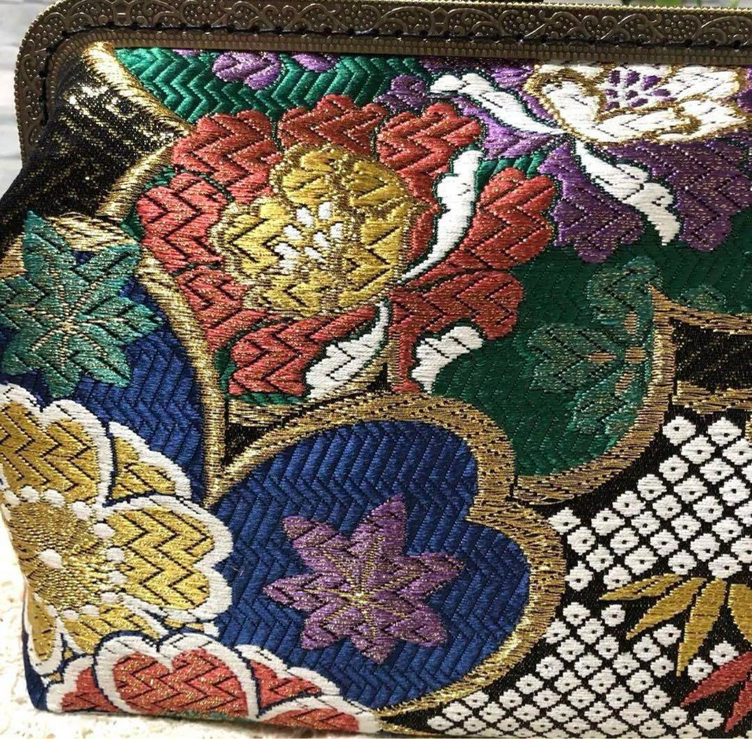 1点物！帯リメイク がま口バッグ 成人式 結婚式 パーティー 3way