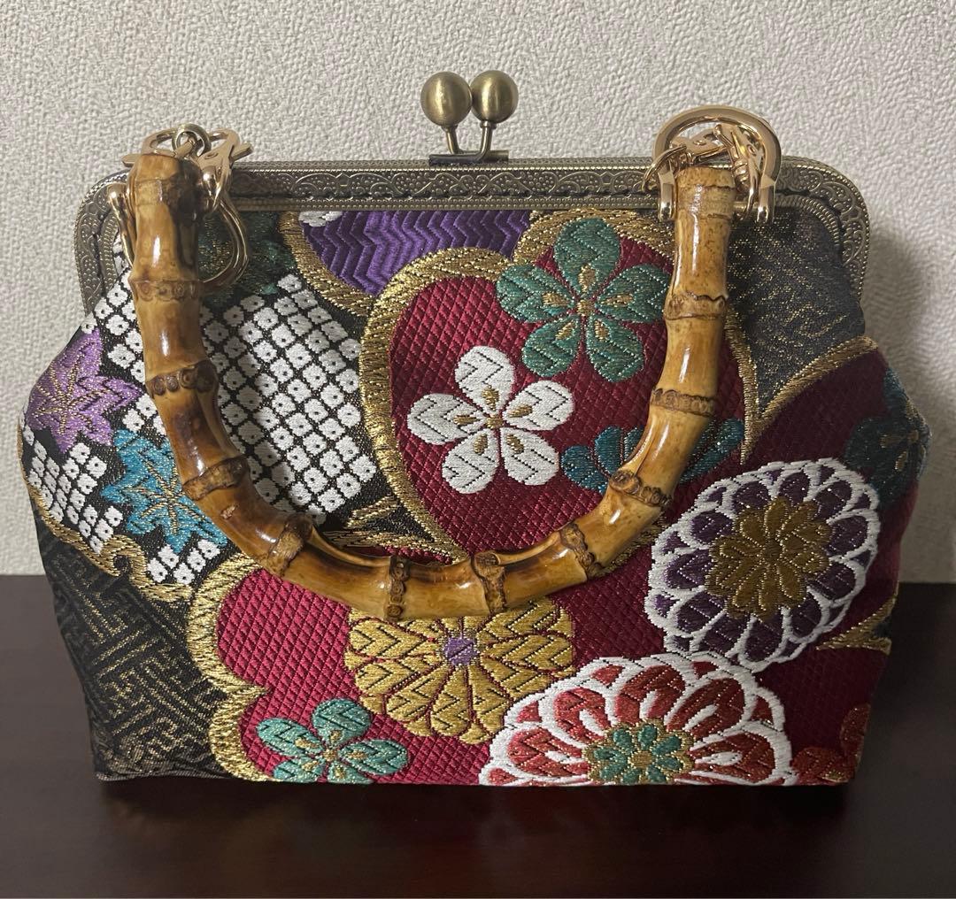 1点物！帯リメイク がま口バッグ 成人式 結婚式 パーティー 3way