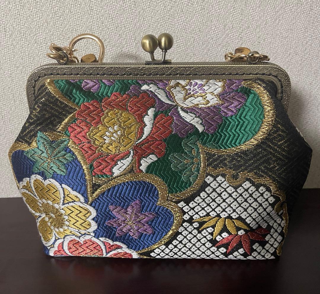 1点物！帯リメイク がま口バッグ 成人式 結婚式 パーティー 3way