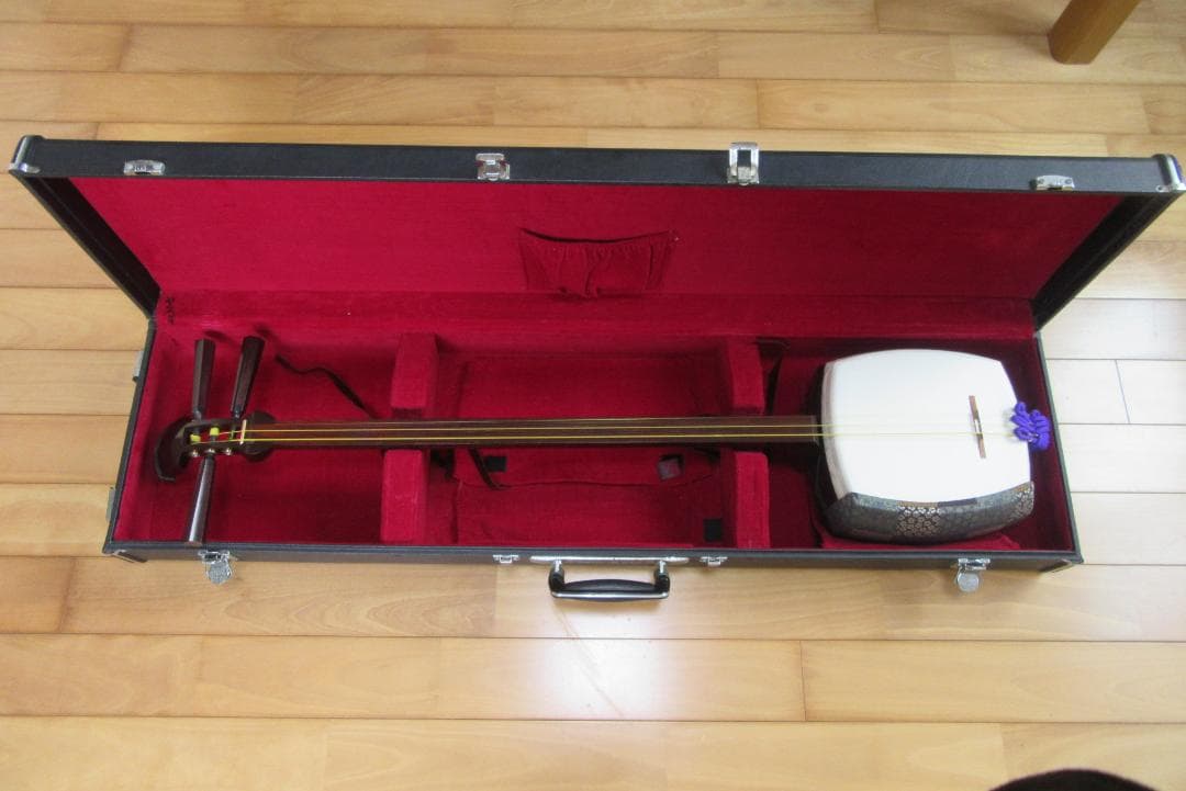 紅木 高級 三味線 紅木糸巻 両面犬皮