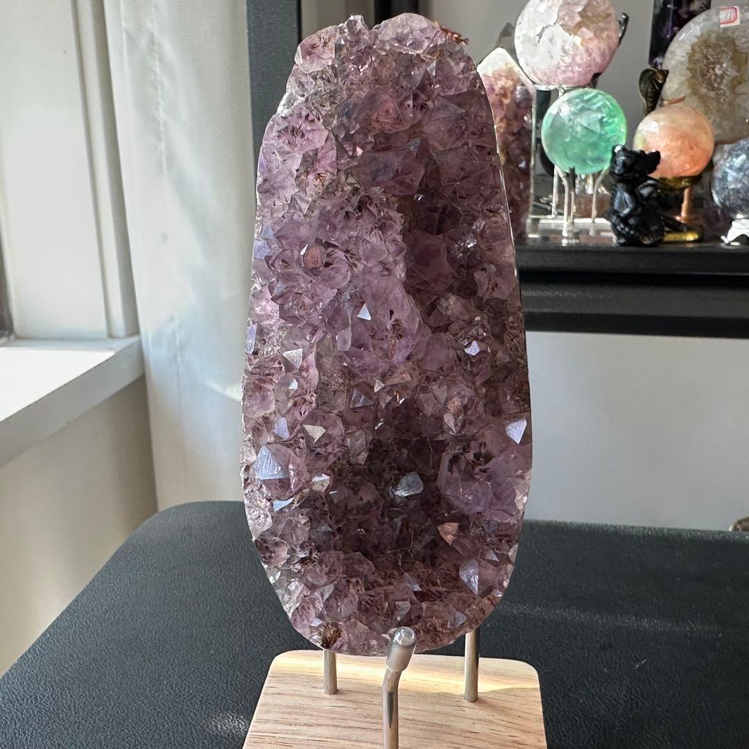 天然石タイチンルチルクォーツ共生アメジストの原石　置物NO.022408