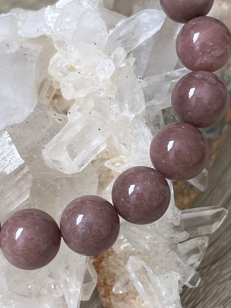 天然石ブレスレット☆高品質！ピンクオパール１１ｃｍ☆濃いめのモーブカラーで素敵♡