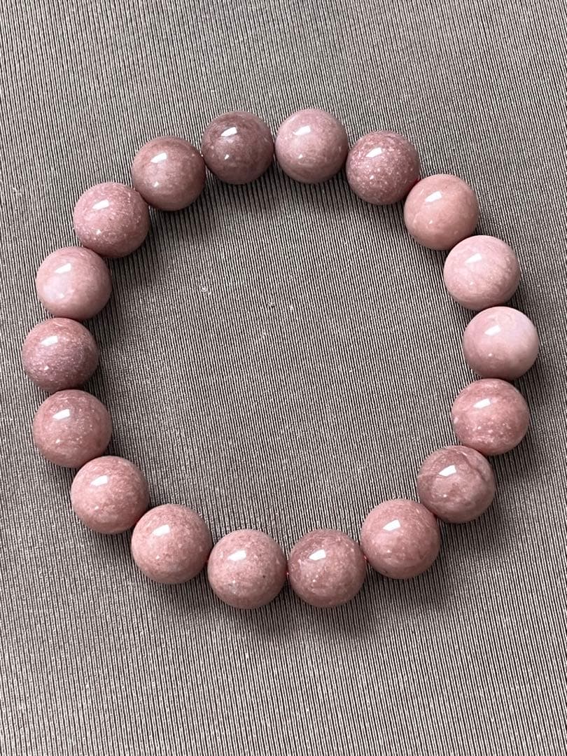 天然石ブレスレット☆高品質！ピンクオパール１１ｃｍ☆濃いめのモーブカラーで素敵♡