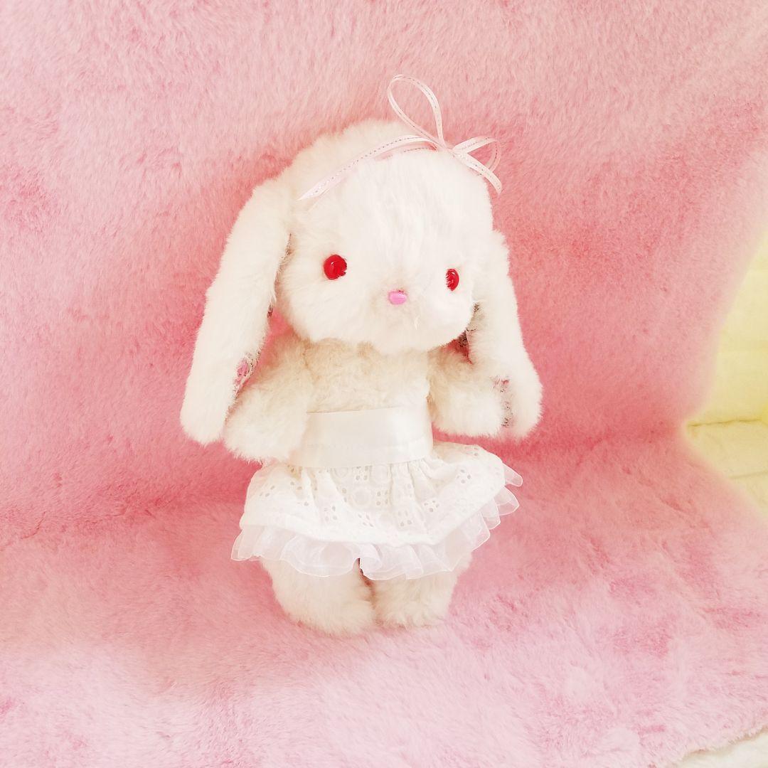 ぬいぐるみ、うさぎ、ハンドメイド、白、オリジナル、抱きしめられるサイズ