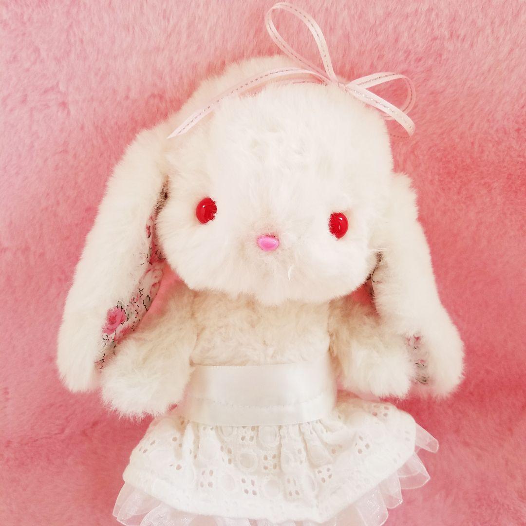 ぬいぐるみ、うさぎ、ハンドメイド、白、オリジナル、抱きしめられるサイズ