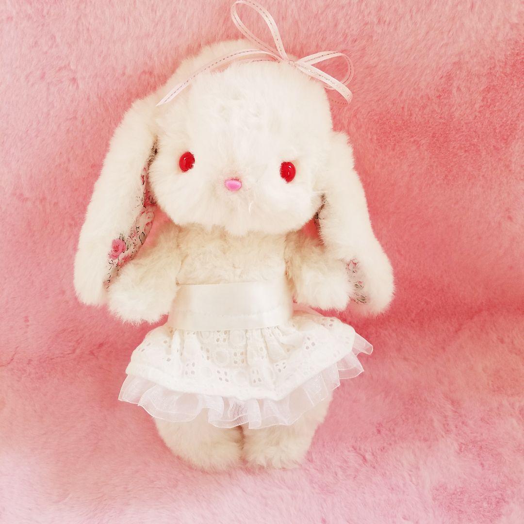 ぬいぐるみ、うさぎ、ハンドメイド、白、オリジナル、抱きしめられるサイズ