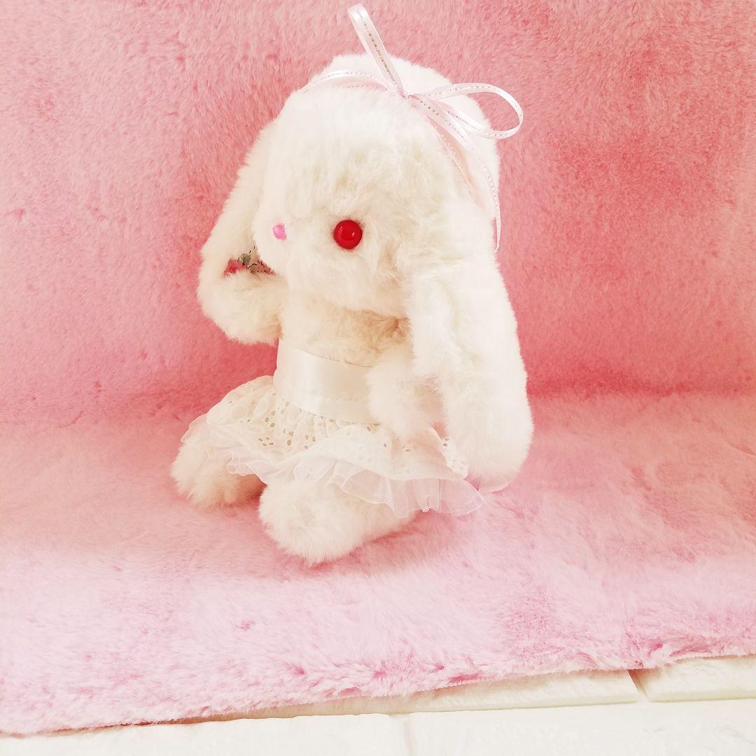ぬいぐるみ、うさぎ、ハンドメイド、白、オリジナル、抱きしめられるサイズ