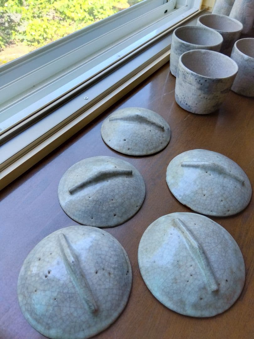 ねずみ志野。茶碗五客
