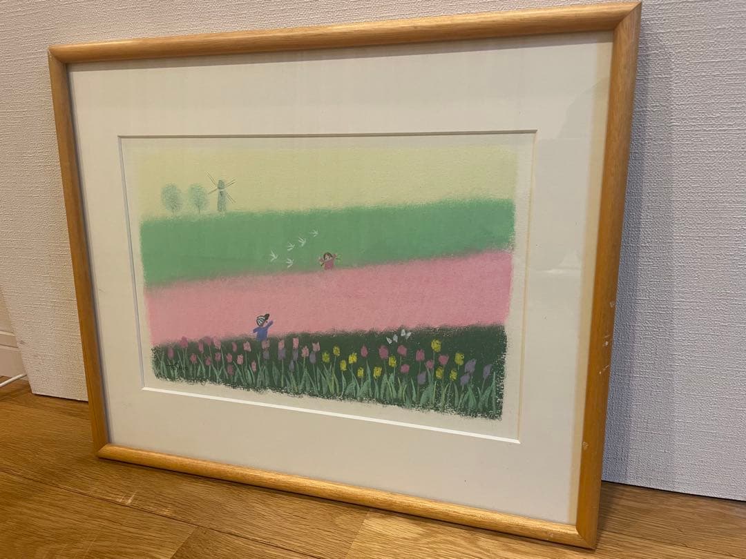 今成敏夫　パステル画　真筆　肉筆　 メルヘン　春