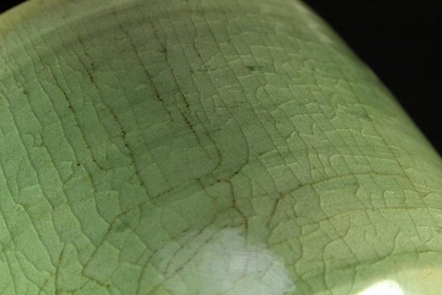 茶道具 古渡 中国美術 七官青磁 水指 塗蓋(K-YC682)