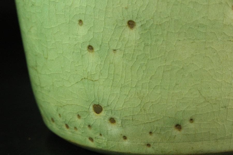 茶道具 古渡 中国美術 七官青磁 水指 塗蓋(K-YC682)