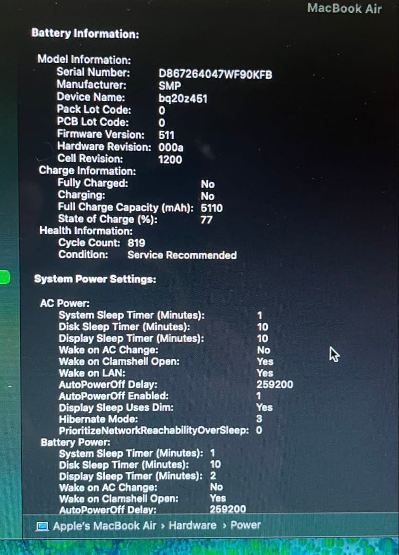 MacBook Air 13インチ 2017 – 米国キーボード – 状態良好