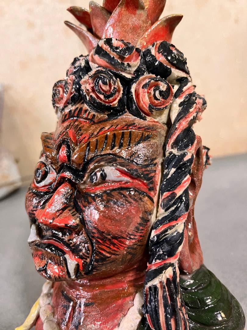 不動明王　陶器　手捻り一品物