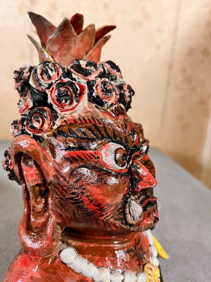 不動明王　陶器　手捻り一品物