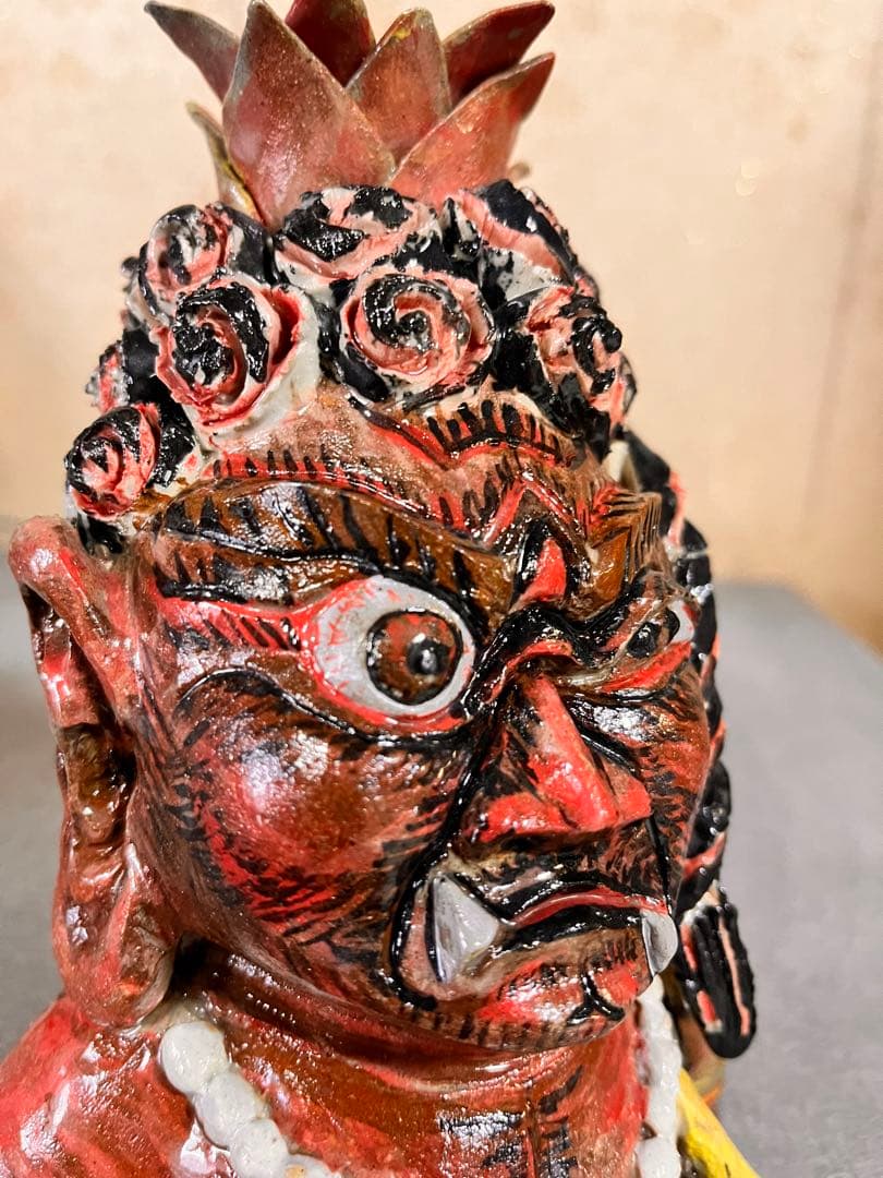 不動明王　陶器　手捻り一品物