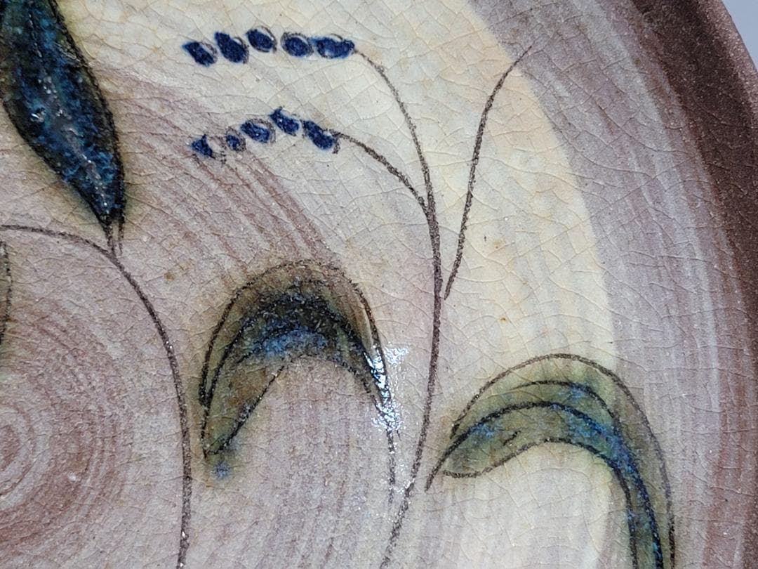 刷毛目 花紋 皿 5客 幅約15.8cm