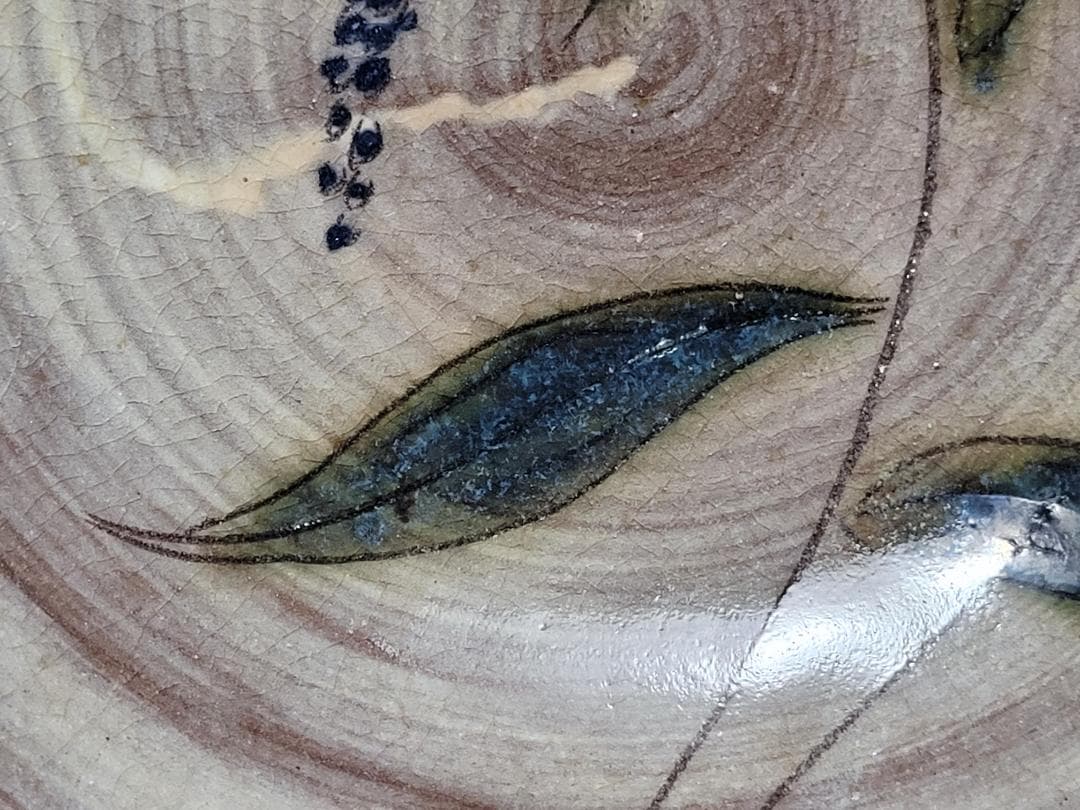 刷毛目 花紋 皿 5客 幅約15.8cm