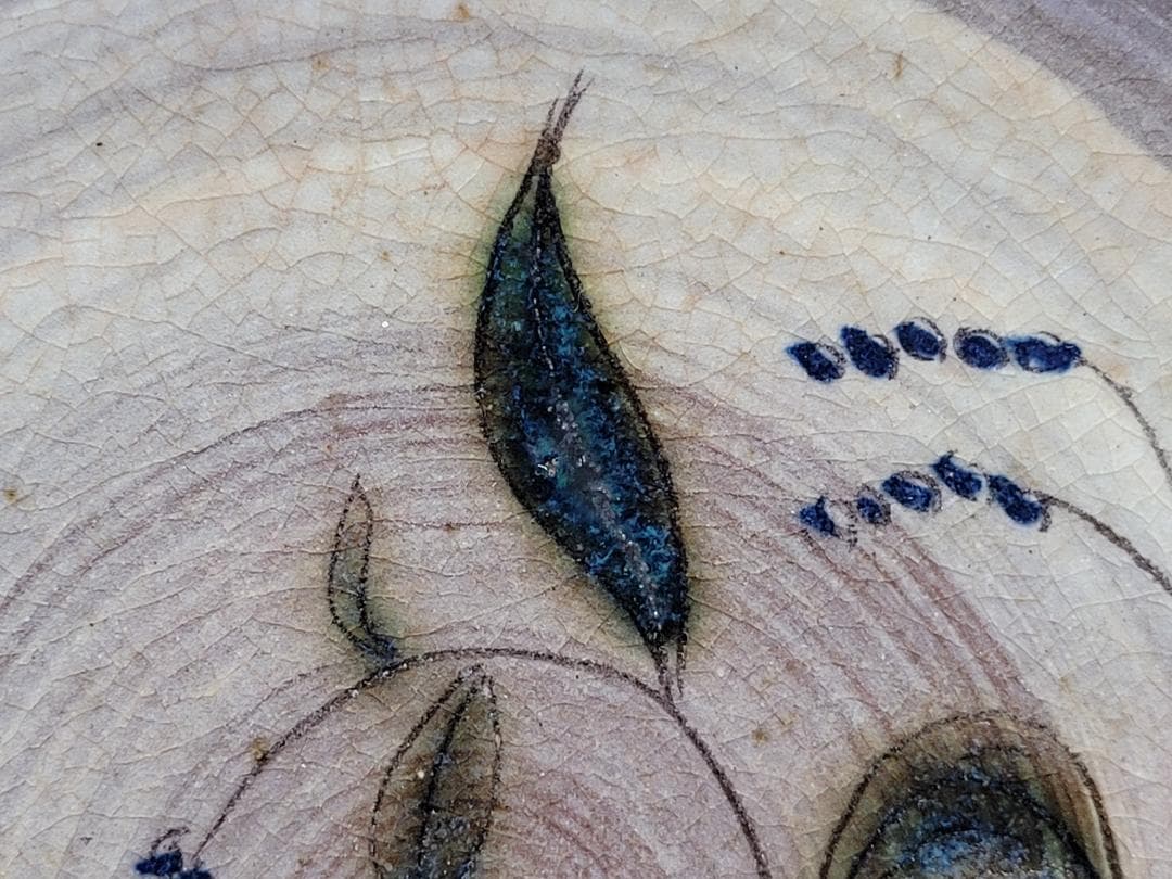 刷毛目 花紋 皿 5客 幅約15.8cm