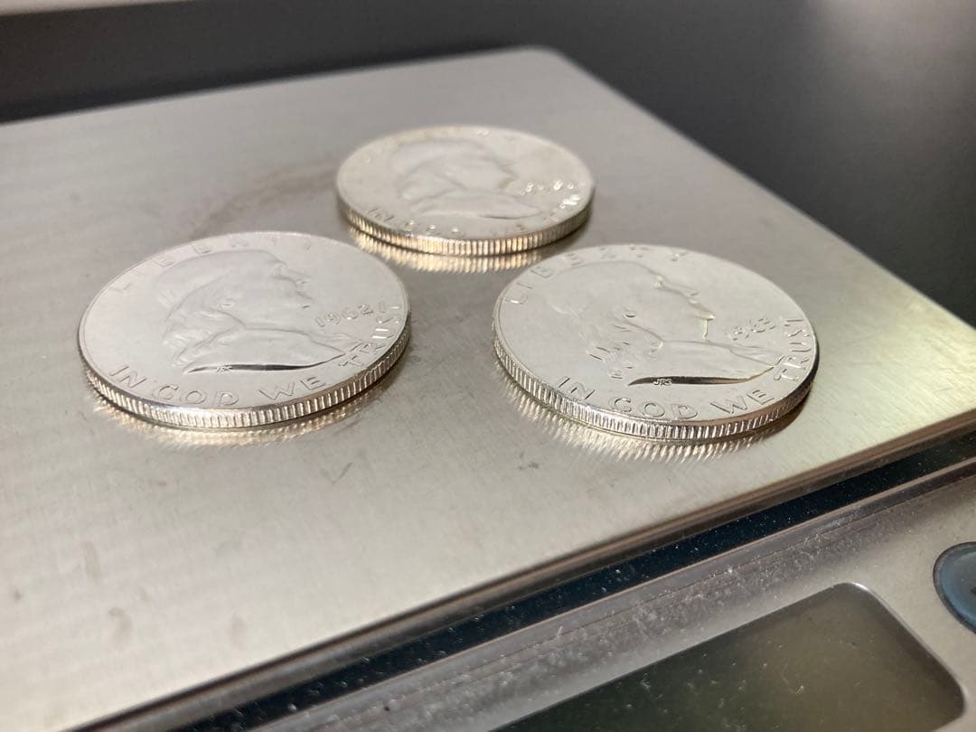 《アメリカ》フランクリンハーフダラー銀貨 3枚(1958、1962、1963年)
