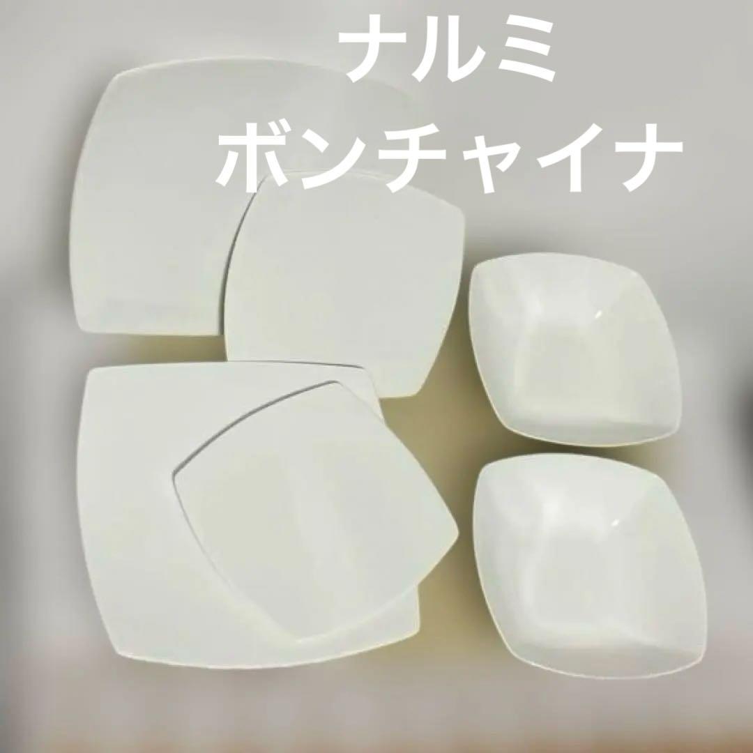 NARUMI BONE CHINA 四角皿 ４枚　サラダボウル2枚セット