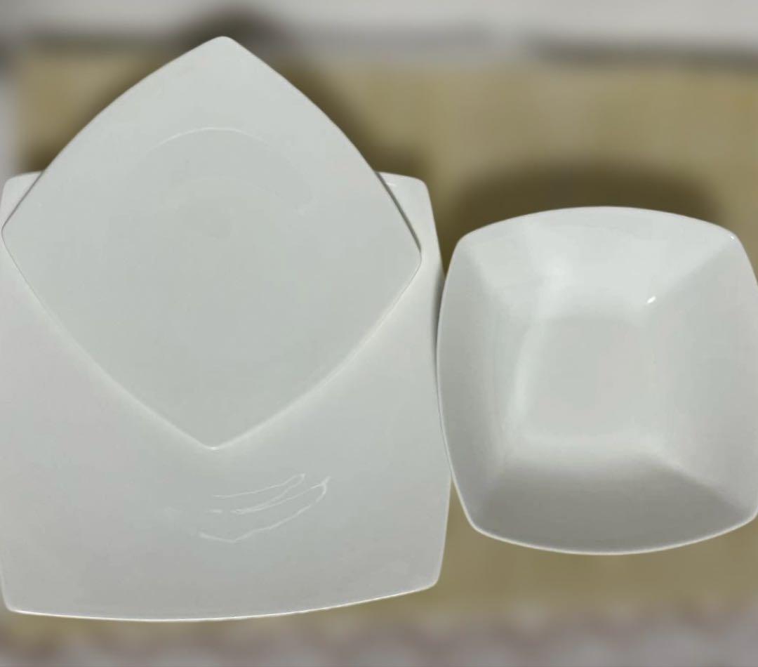 NARUMI BONE CHINA 四角皿 ４枚　サラダボウル2枚セット