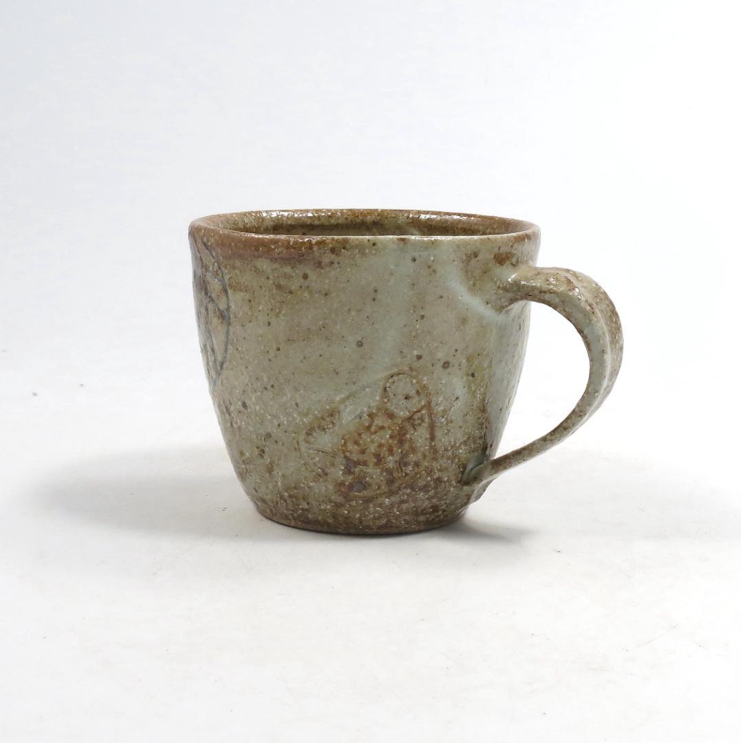 新品　食器　陶器　作家　楕円平鉢(大・小)とマグのペアセット(ひし・草花模様)