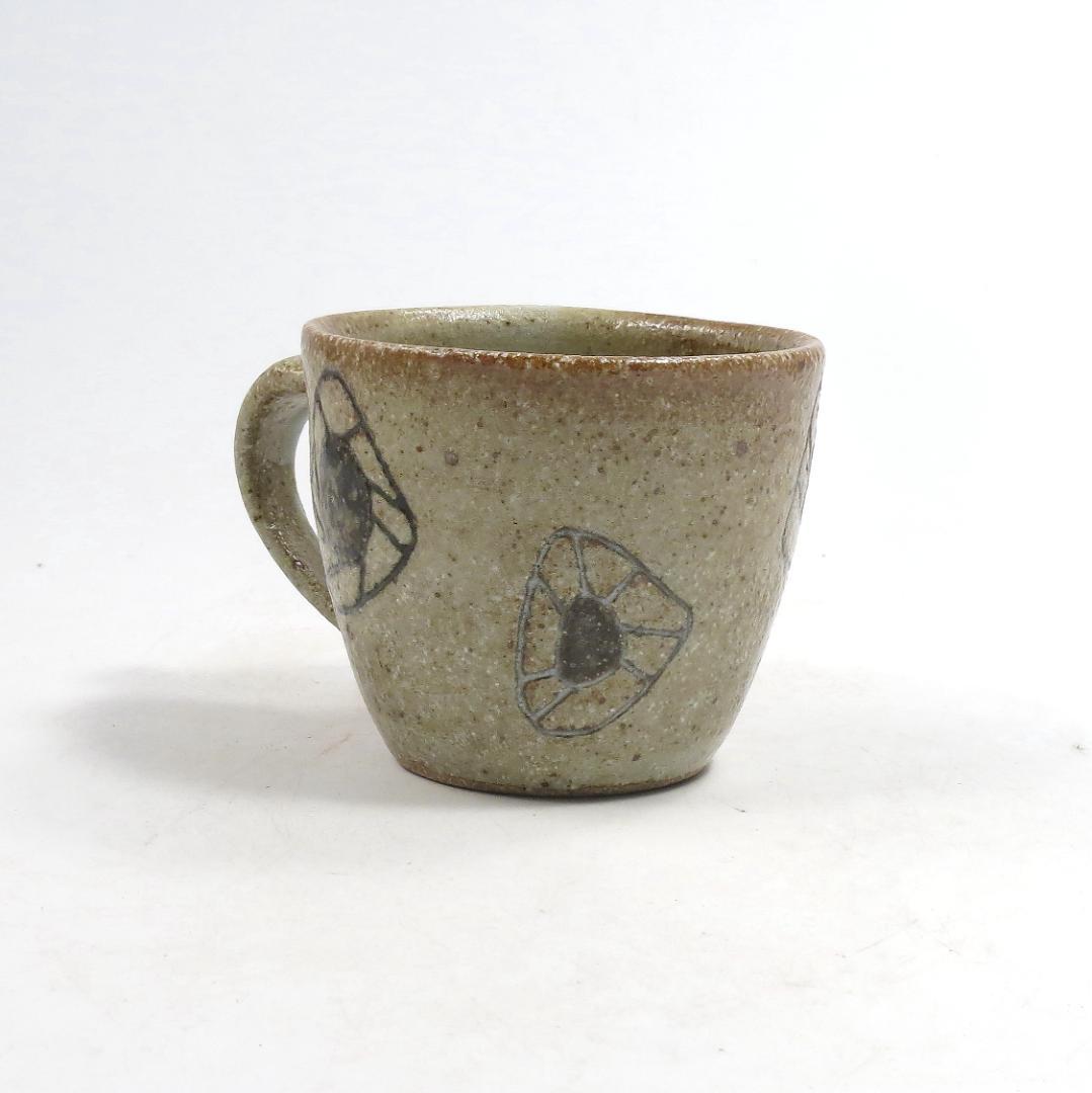 新品　食器　陶器　作家　楕円平鉢(大・小)とマグのペアセット(ひし・草花模様)