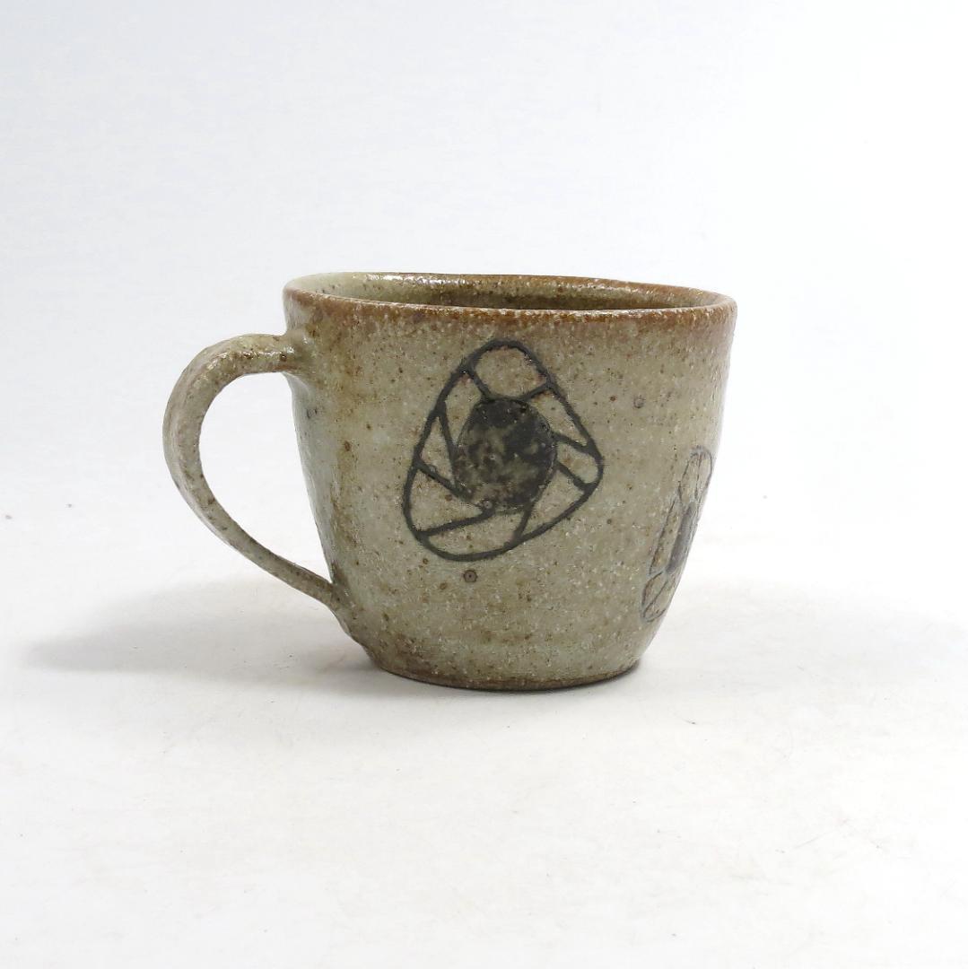 新品　食器　陶器　作家　楕円平鉢(大・小)とマグのペアセット(ひし・草花模様)