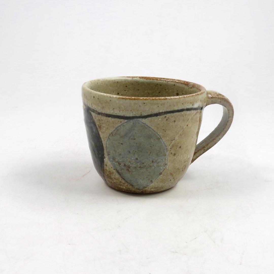 新品　食器　陶器　作家　楕円平鉢(大・小)とマグのペアセット(ひし・草花模様)