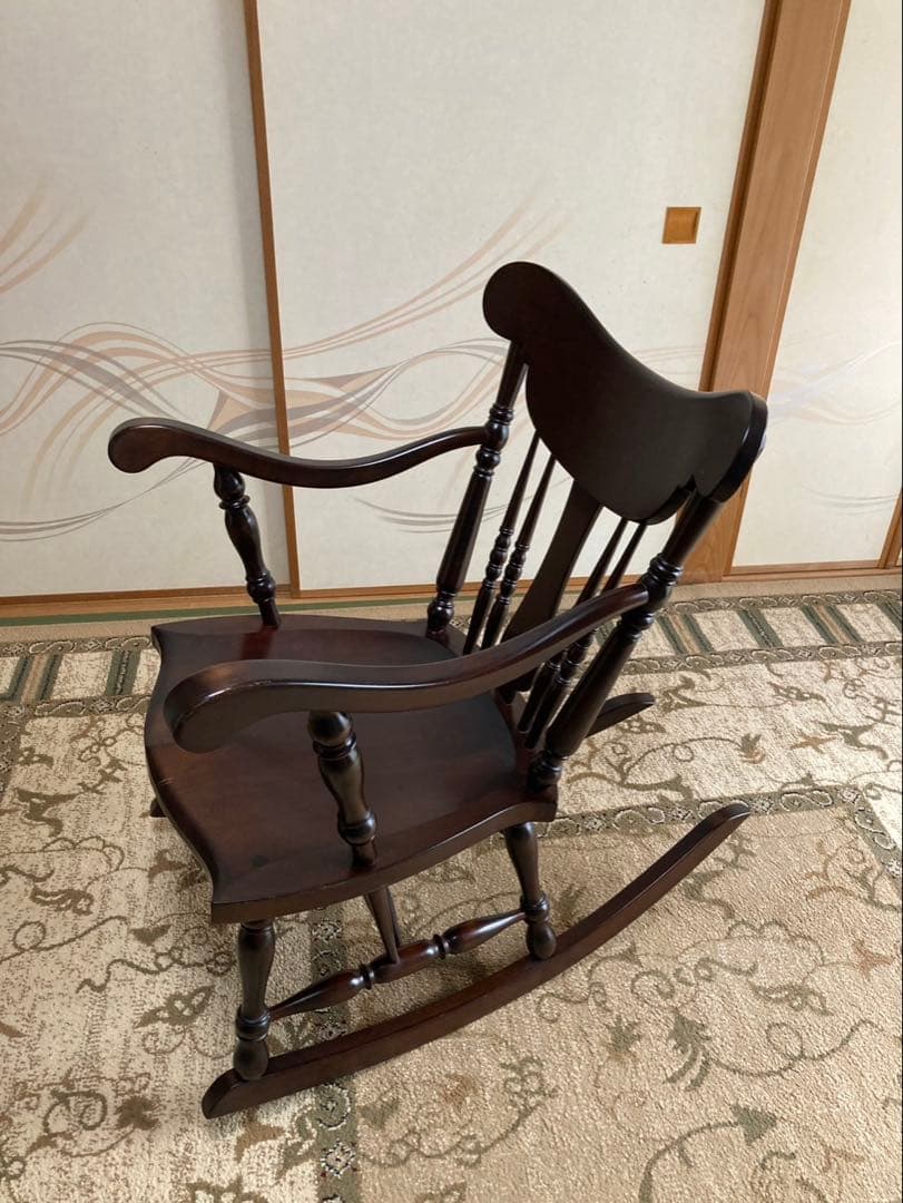【松本民芸家具】木製ロッキングチェア ダークブラウン 39A型