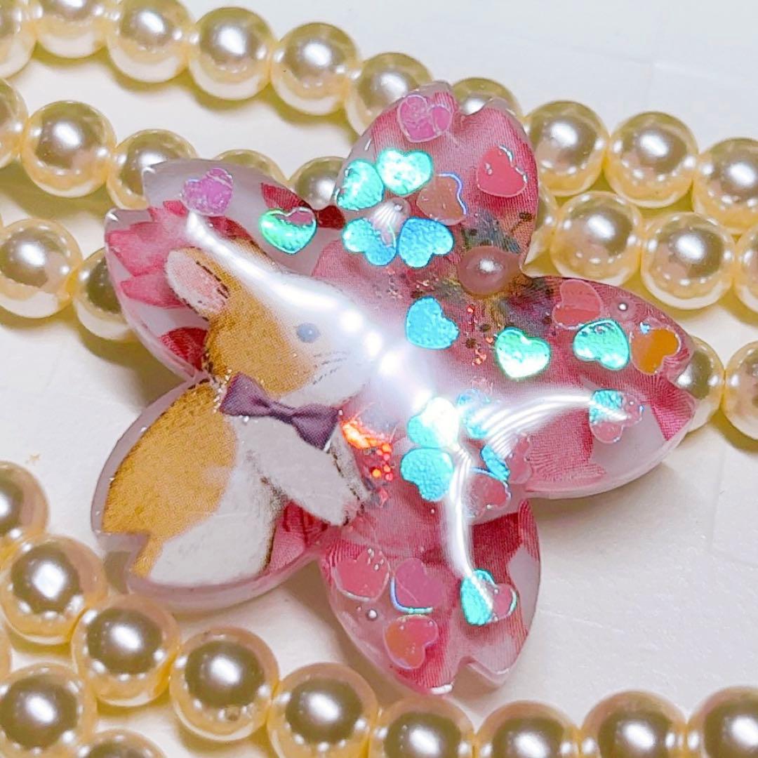ゆきそら様お取置きです。レジンヘアゴム うさぎちゃん ハート桜No.909